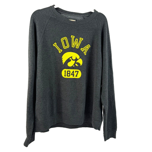Iowa Hawkeyes Sweatshirt Gray Crew Neck Pullover Logo Big Ten Size Large 1847 - Picture 2 of 10
